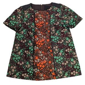 J.Crew Collection Brown Floral Print Short-Sleeve Blouse Size 2